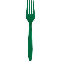 PRM PLST FORKS  EMERALD GRN 24 CT