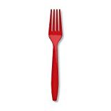 PRM PLST FORK CLASSIC RED 24CT