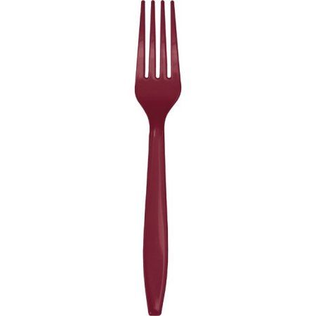 PRM PLST BURGUNDY FORKS 24CT