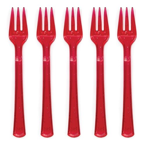 Glitz Red Mini Glitter Forks