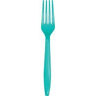 PRM PLST TEAL LAGOON FORKS 24CT