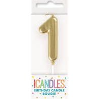 MINI GOLD PICK BDAY CANDLE #1