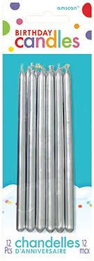 12 SLVR BDAY CANDLES-5"