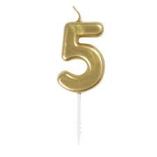 MINI GOLD PICK BDAY CANDLE #5