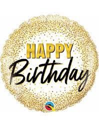 18IN BDAY GOLD GLITTER DOTS