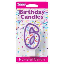 PURPLE NUMERAL 6 CANDLE