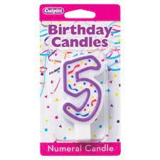 PURPLE NUMERAL 5 CANDLE