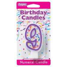 PURPLE NUMERAL 9 CANDLE