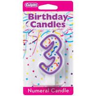 PURPLE NUMERAL 3 CANDLE
