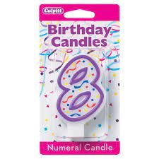 PURPLE NUMERAL 8 CANDLE