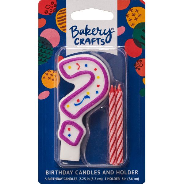 PURPLE QUESTION MARK HLDR CANDLE