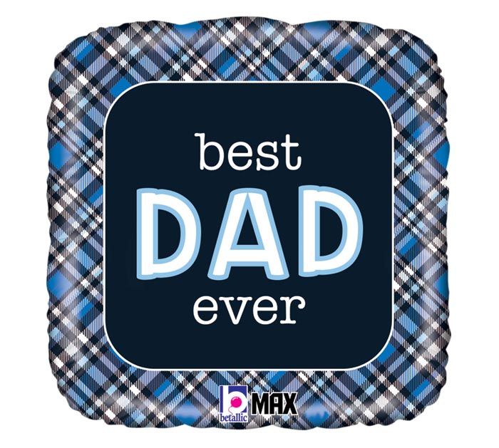 18IN BEST DAD EVER PLAID SQ