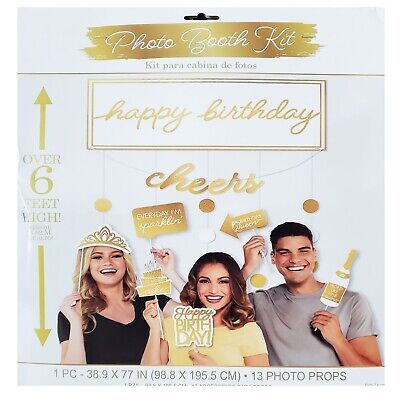 METALLIC GOLDEN AGE BIRTHDAY PHOTO BOOTH KIT