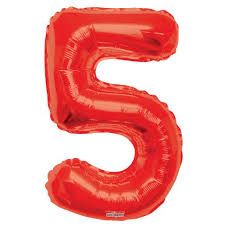 34IN FOIL RED NUMBER 5