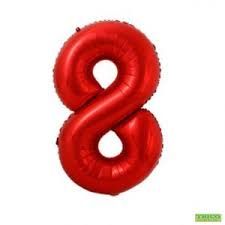 34IN FOIL RED NUMBER 8