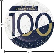 PLT7 SS 100TH NAVY &amp; GOLD 8CT