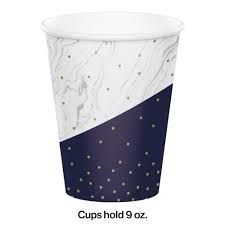 CUP9 OZ NAVY &amp; GOLD 8CT