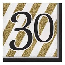 LN  3P 30TH  BLK &amp; GLD 16CT
