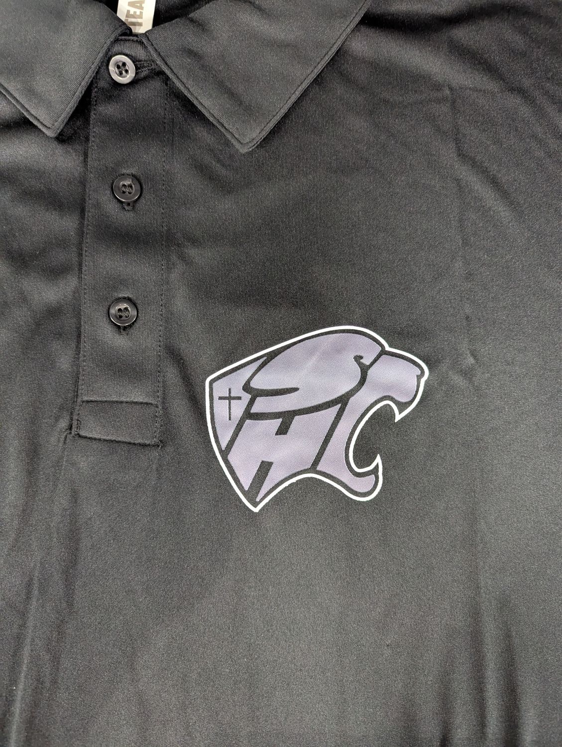 HC Polo DriFit, Colour: Blk, Design: Silver Cougar Head, Size: A2XL