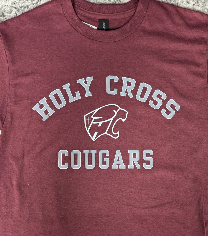 Arched Holy Cross and Cougars maroon