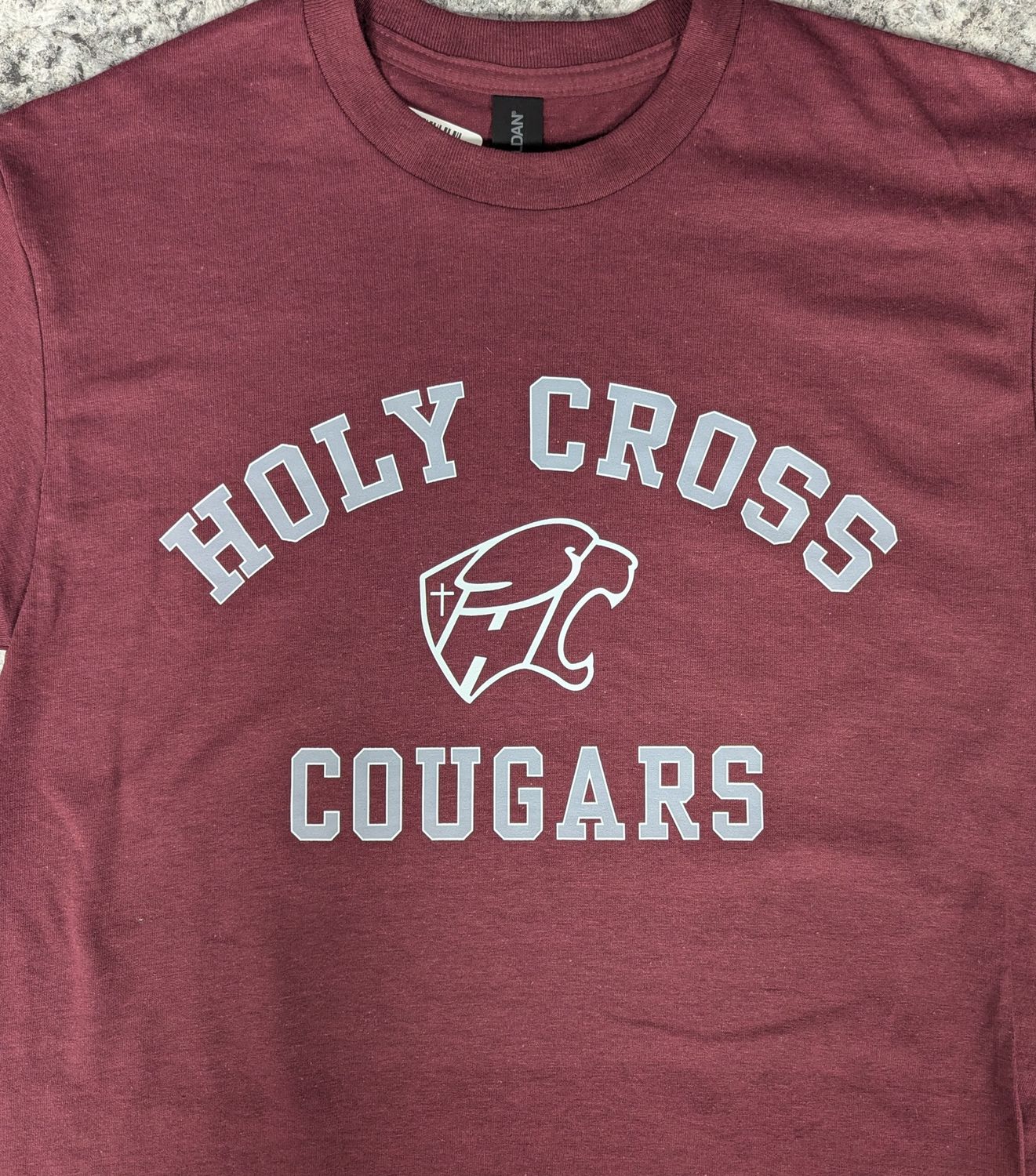 Arched Holy Cross and Cougars maroon, Size: AS