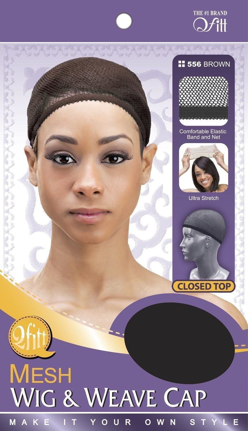 QFITT MESH WIG &amp; WEAVE CAP CLOSED TOP/BROWN