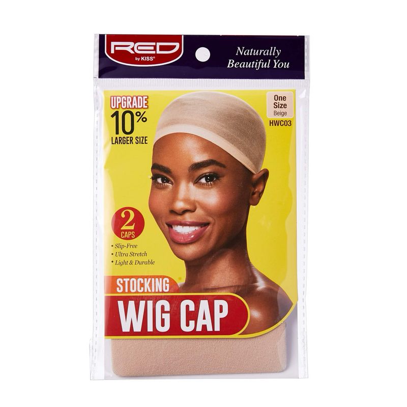 RED Wig Cap  Beige  2pcs