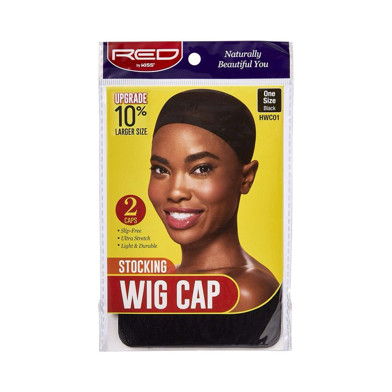 RED Wig Cap  Black  2pcs
