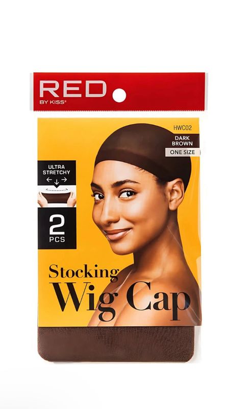RED Wig Cap  Dark Brown