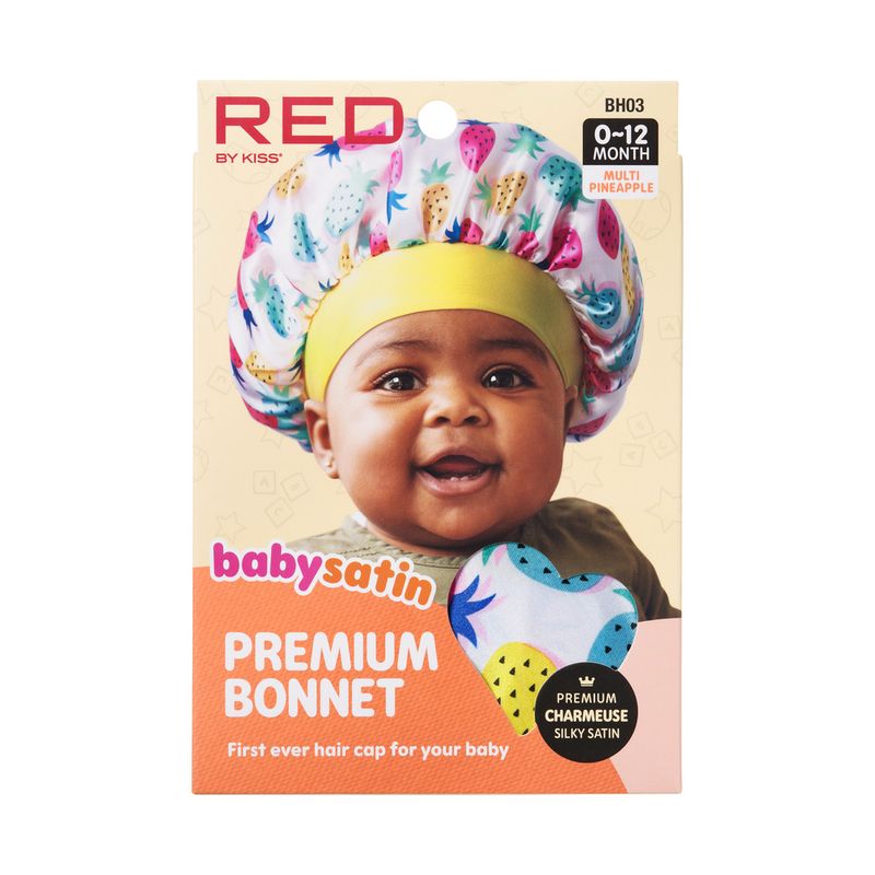 RED Baby Satin Bonnet - Multi Pineaple