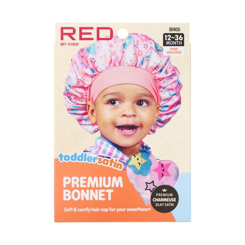 RED Toddler Satin Bonnet Pink Unicorn