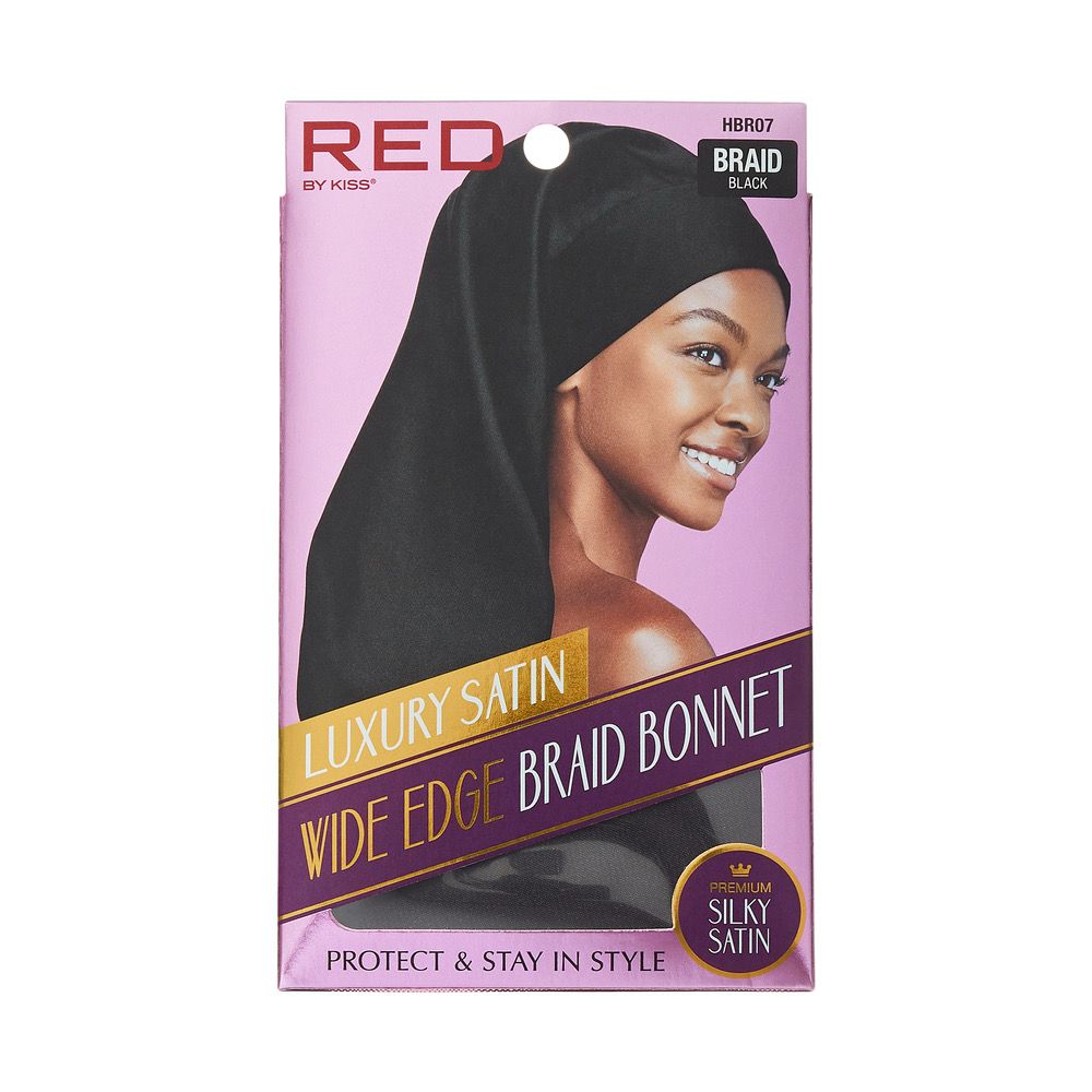 RED Wide Edge Silky Braid Bonnet Black