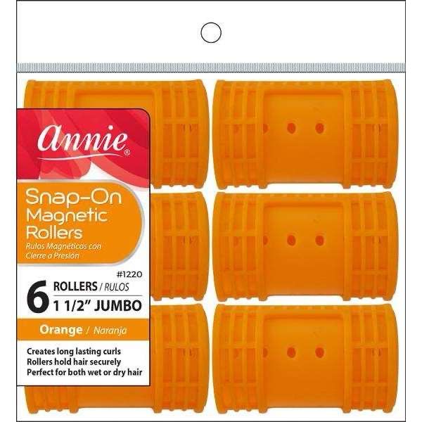ANNIE JUMBO SNAP ON MAGNETIC ROLLERS 6PC ORANGEC
