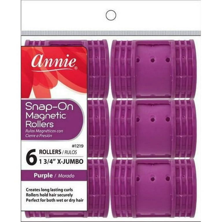 ANNIE XJUMBO SNAP ON MAGNETIC ROLLERS 6PC PURPLE
