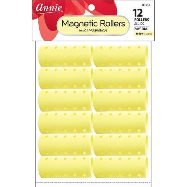 ANNIE MAGNETIC ROLLERS 7/8&quot; 12PC YELLOW