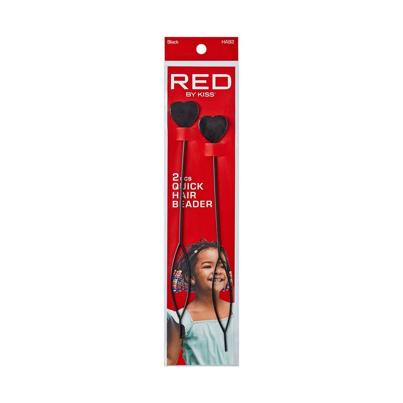 RED HAIR BEADS BEADER BLACK 2pcs