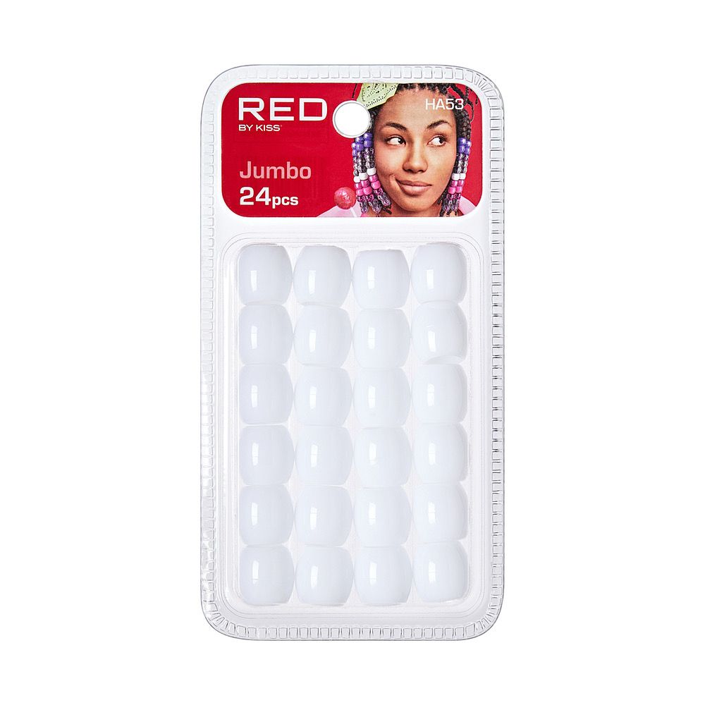 RED JUMBO HAIR BEADS 24pcs