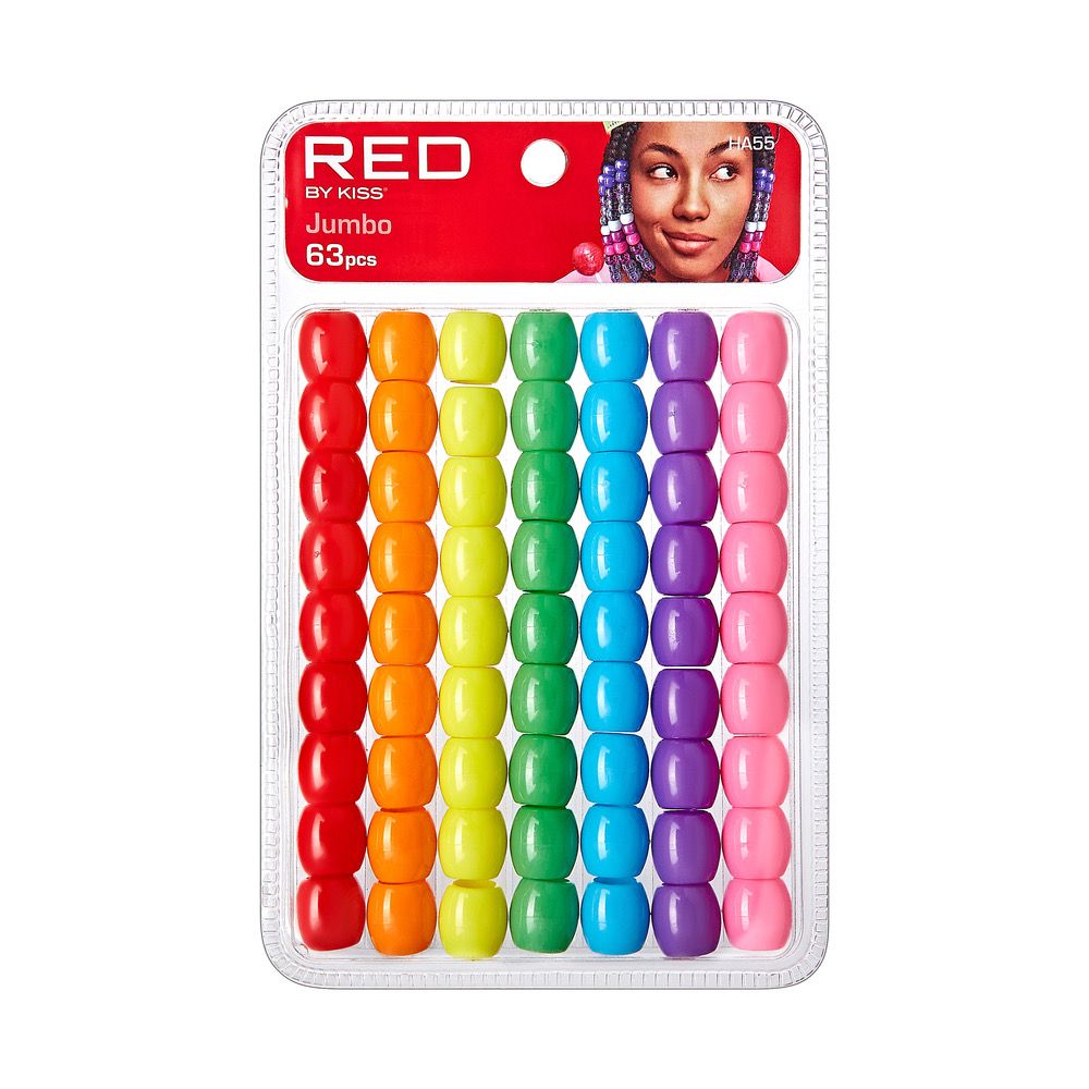 RED JUMBO HAIR BEADS 63pcs