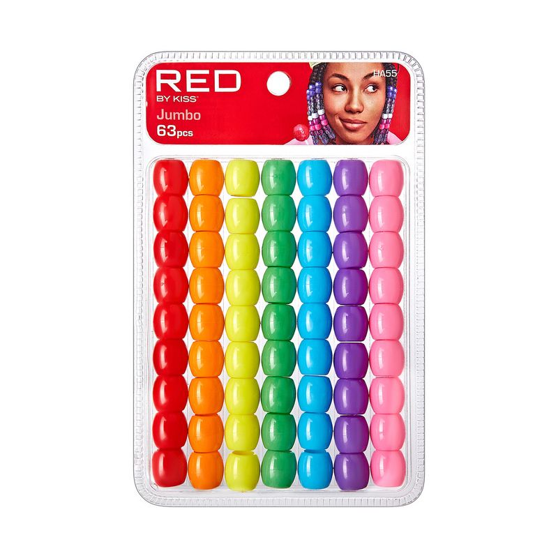 RED JUMBO HAIR BEADS 63pcs
