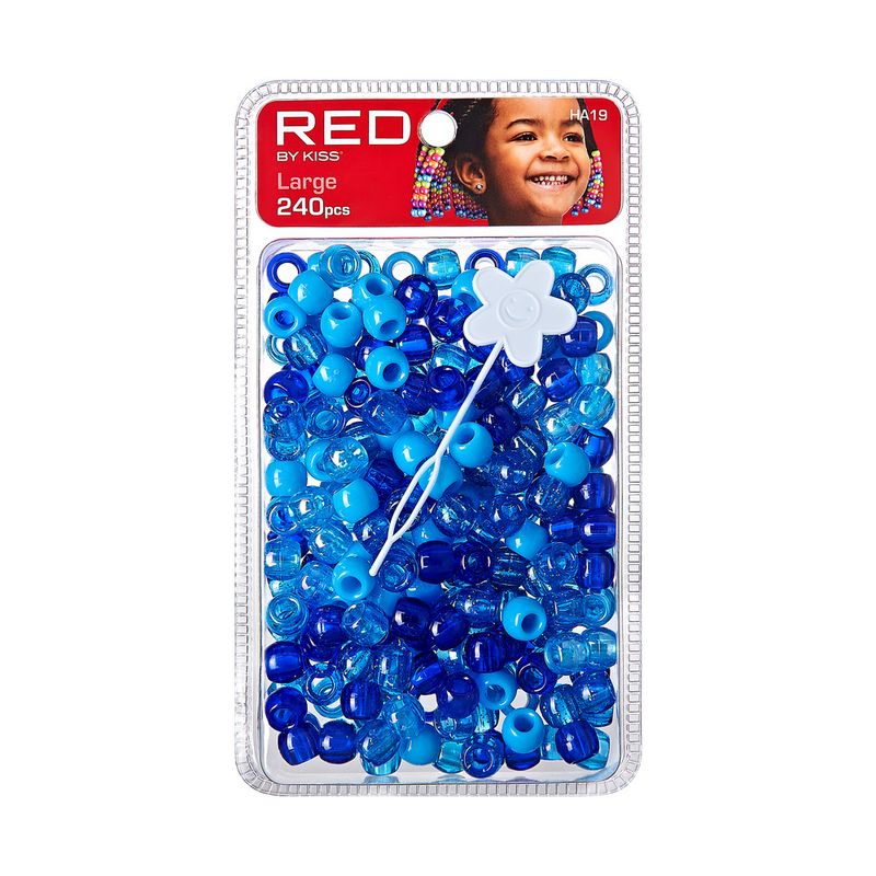 RED LARGE HAIR BEADS 240pcs BLUE