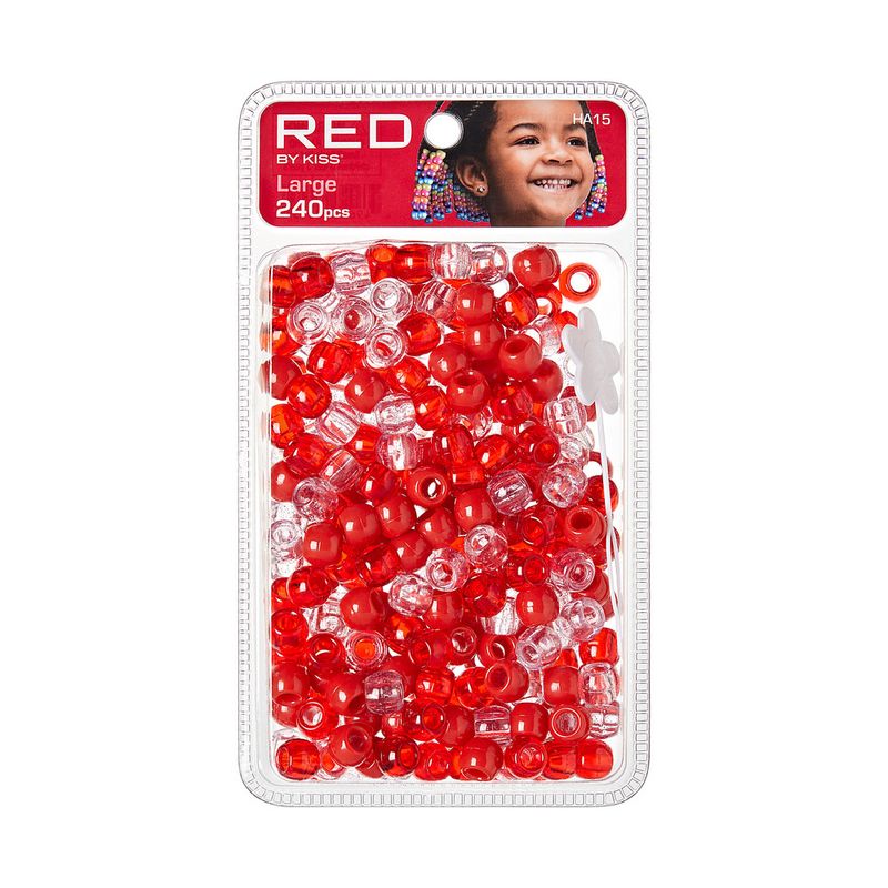 RED LARGE HAIR BEADS 240pcs RED