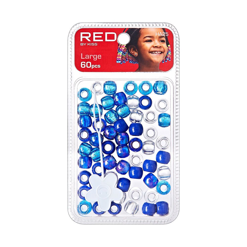 RED LARGE HAIR BEADS 60pcs.,