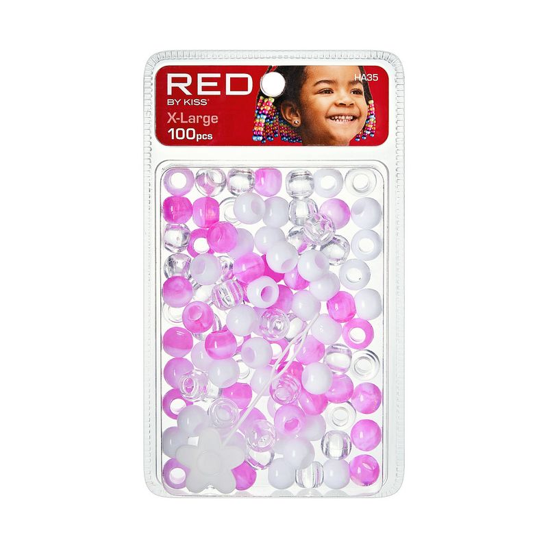 RED XL HAIR BEADS 100pcs PURPLE/WHITE/CLEAR
