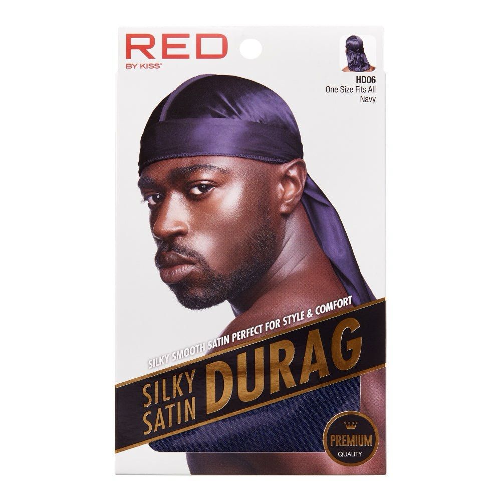 RED SILKY SATIN DURAG NAVY