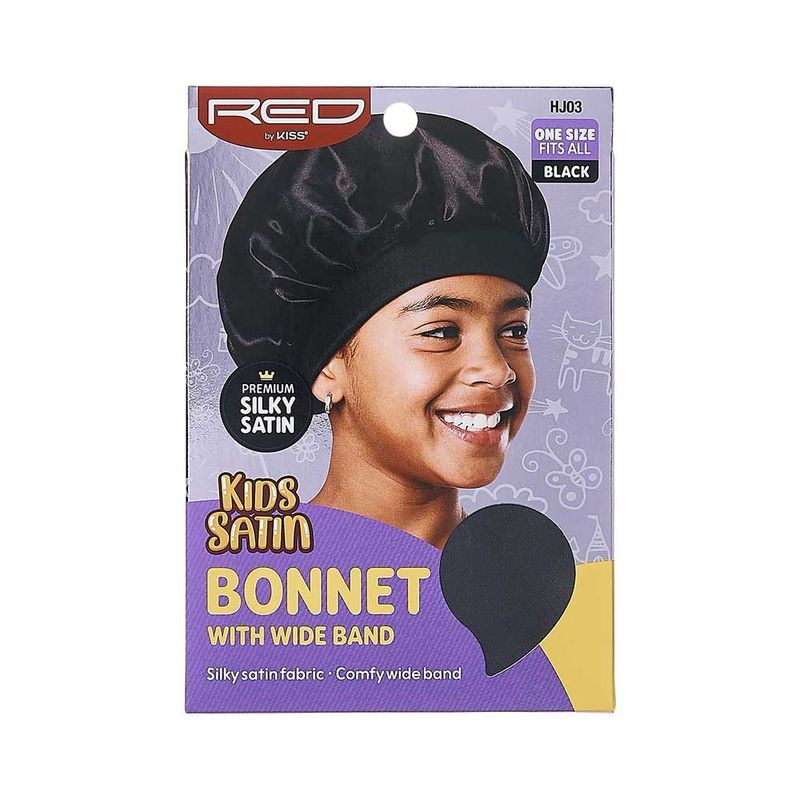 RED KIDS SATIN BONNET WIDE BAND