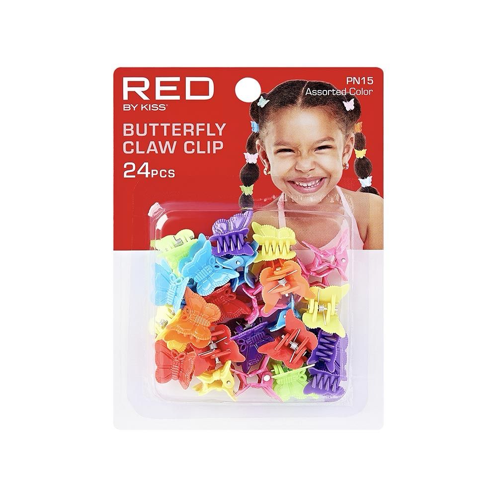RED KIDS BUTTERFLY CLAW 24pcs