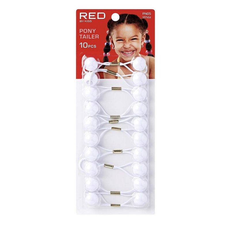 RED KIDS PONYTAILER  10pcs WHITE