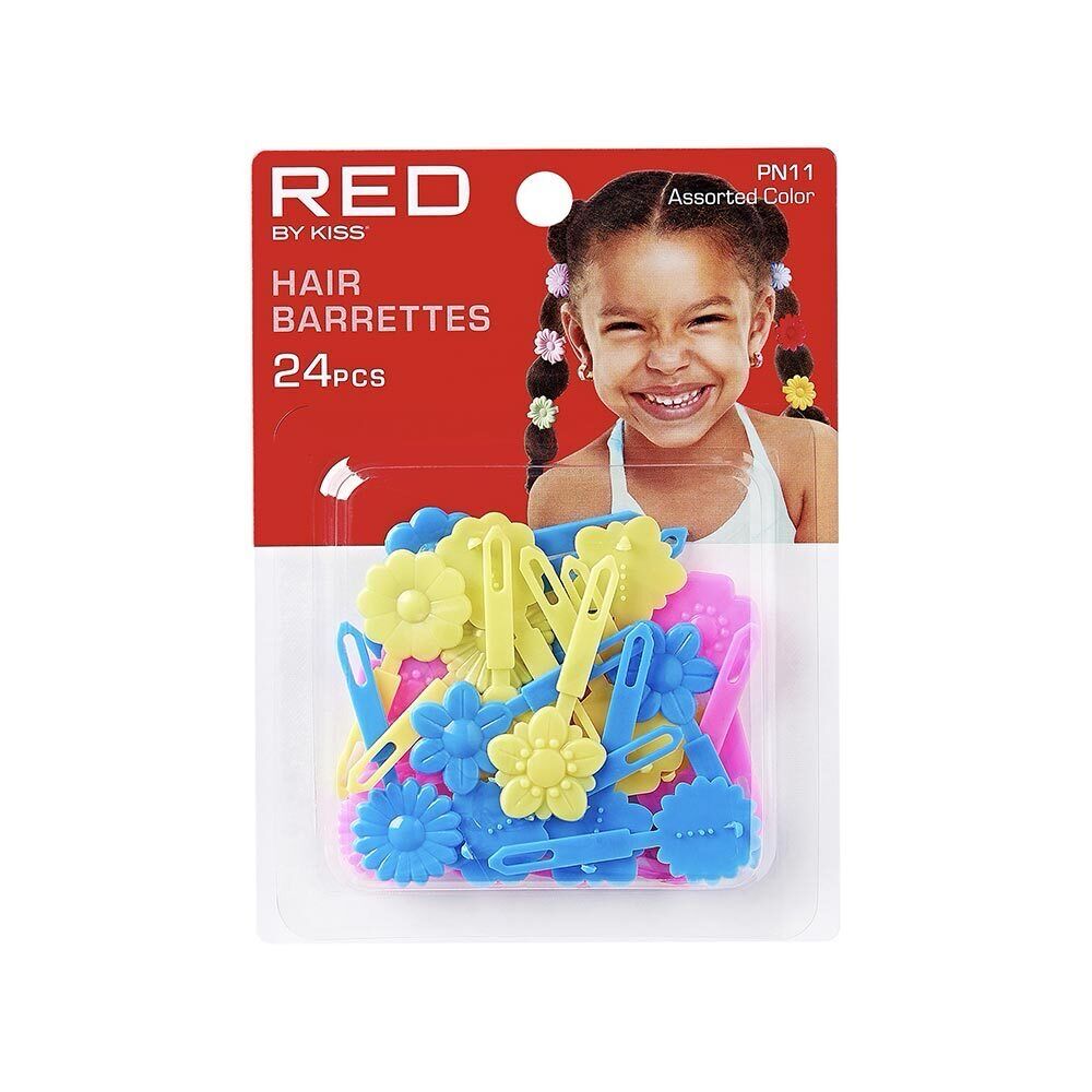 RED KIDS DAISY BARRETTES  24pcs