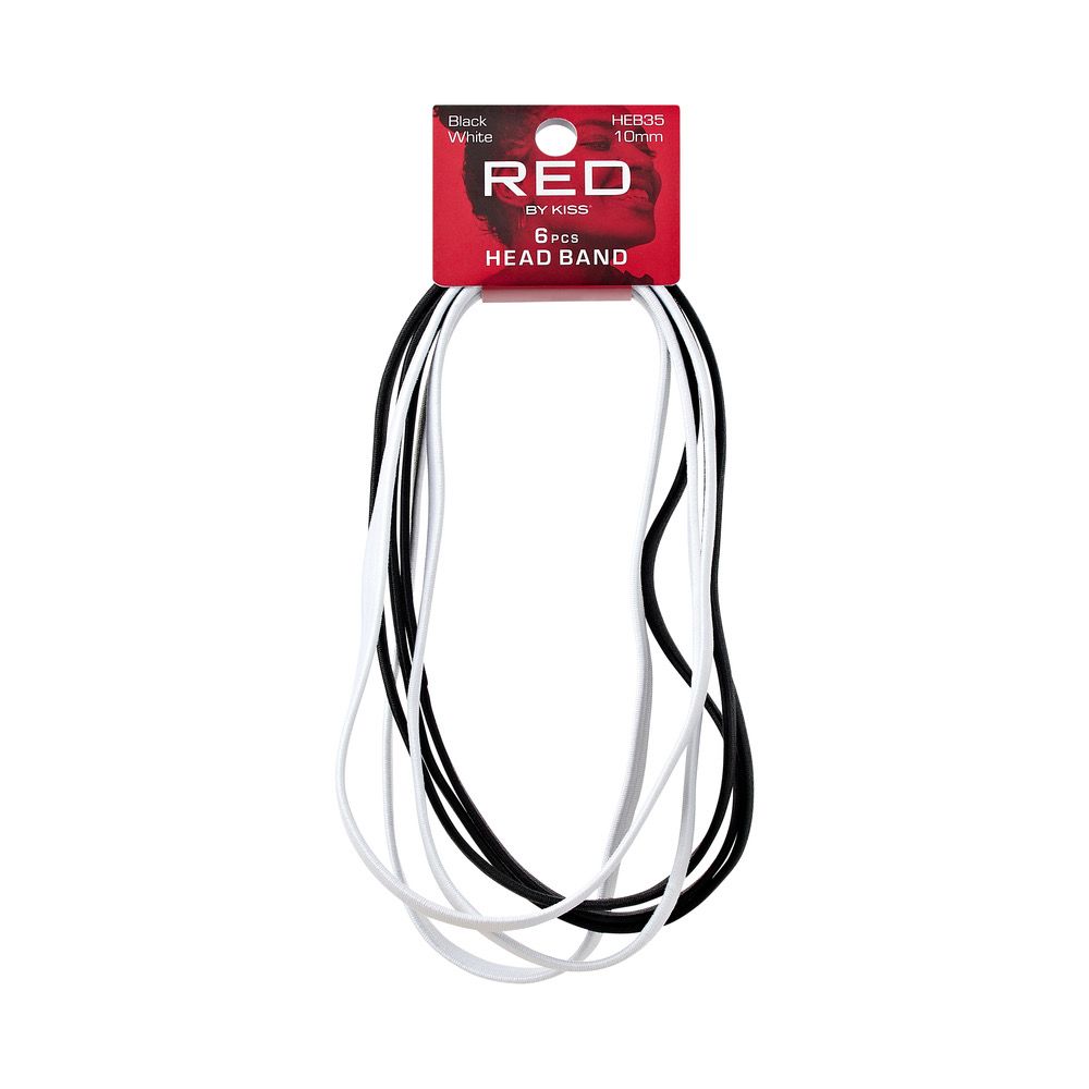 RED 10mm HEADBAND 6pcs B&amp;W