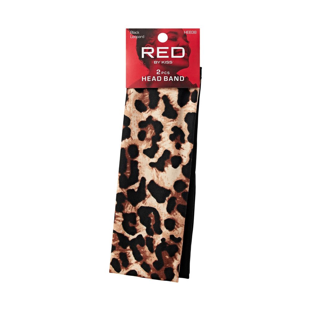 RED 60mm HEADBAND 2pcs BLACK &amp; LEOPARD